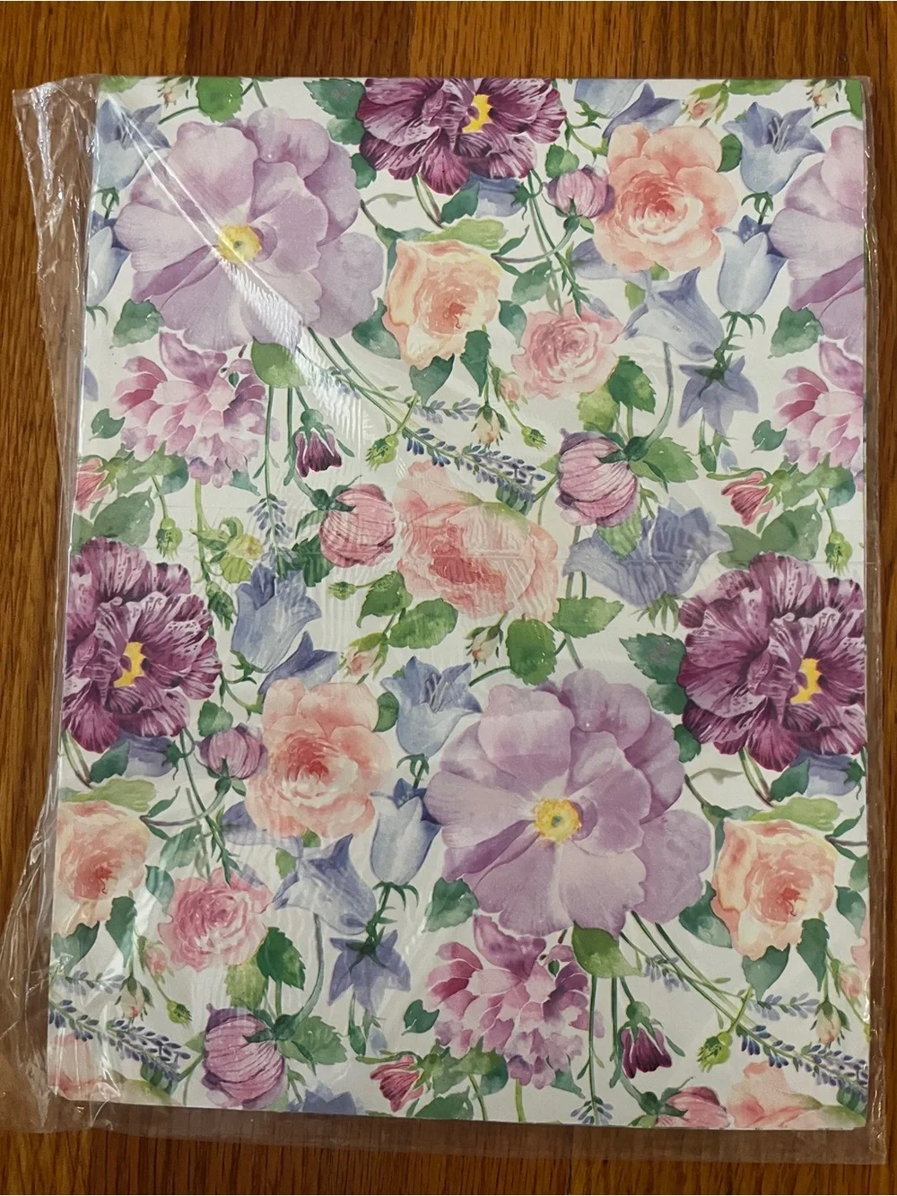 Vintage Carlton Cards Floral Pastel Watercolor Gift Wrap 1 Sheet 8.33 sq ft